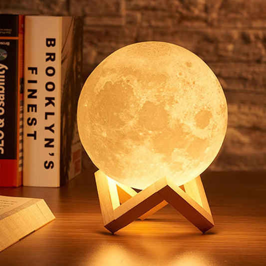 3D MOON LAMP WITH BAMBOO BASE